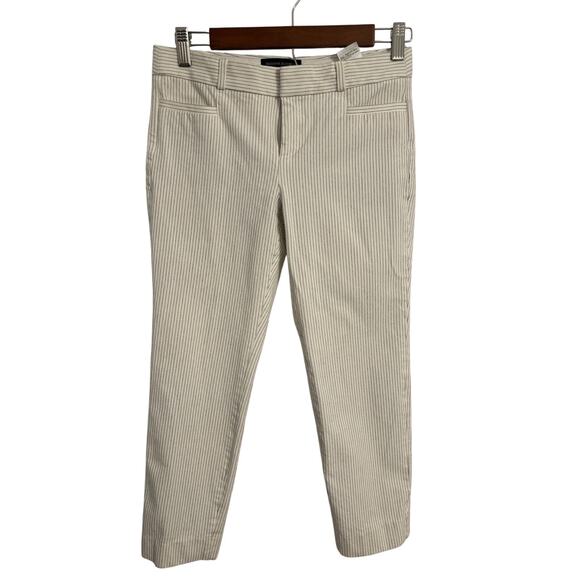 Banana Republic Pants - Banana Republic Women's 0 Petite Sloan Ivory Black Stripe Cropped Pants Modern